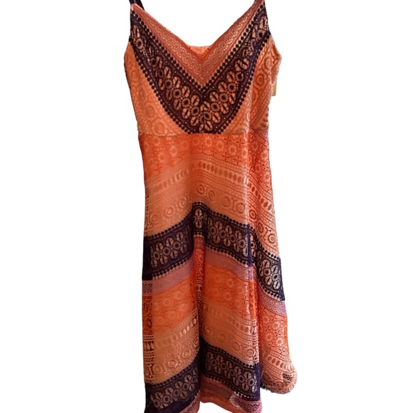 Maeve beautiful orange blue fully lined dress. Size 8. - Picture 1 of 14